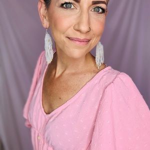 NWT 💕Soft Pink Swiss Dot Ruffle Woven Top⭐️